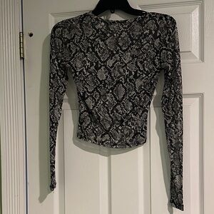 Garage Black and Gray Snake Print Crop Top